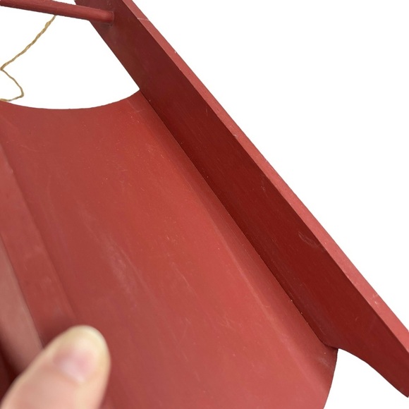 Red Hand Painted Snowy Snowmen Let It Snow Mini Hanging Sled Decor - Picture 10 of 10